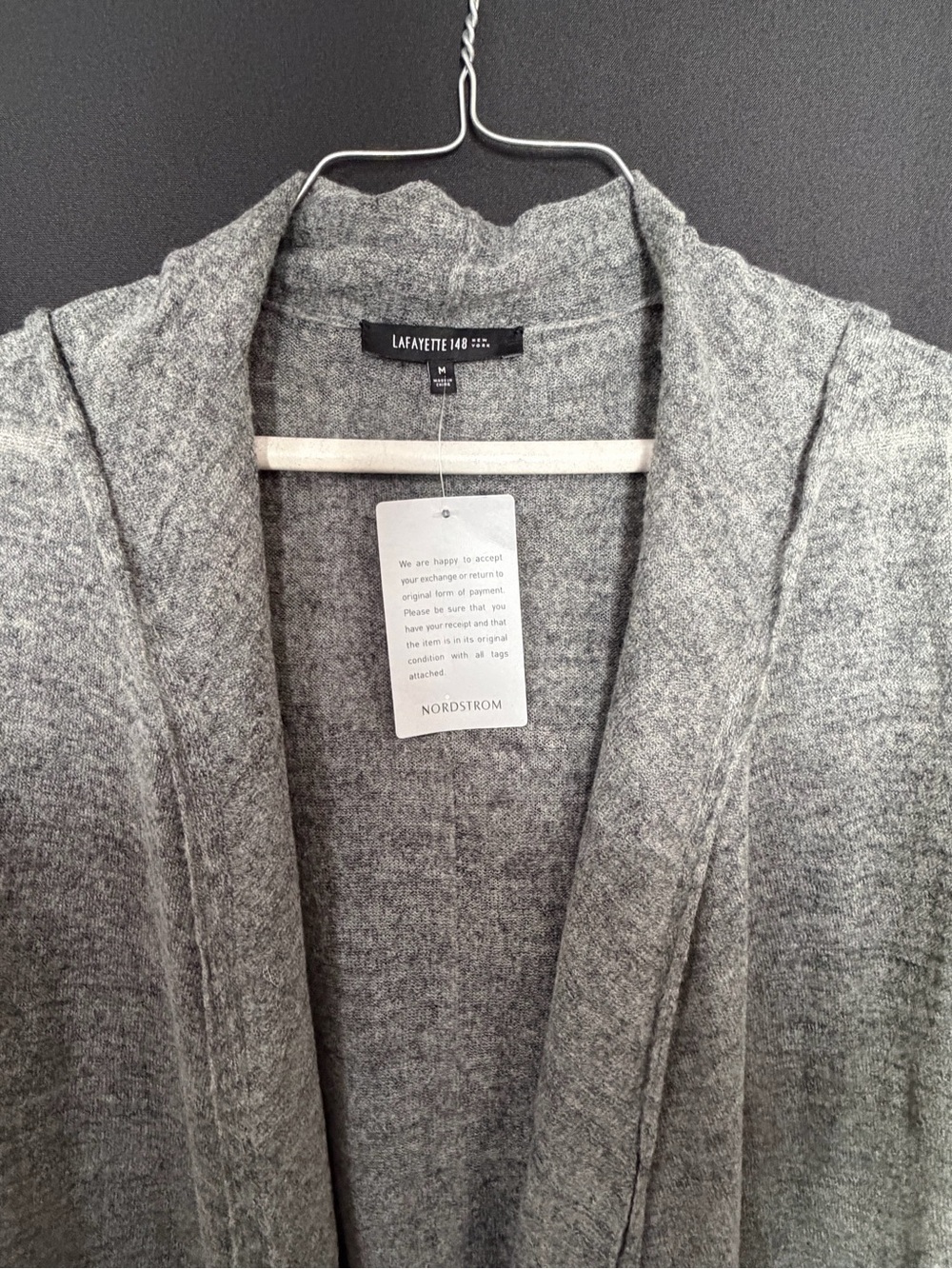 Lafayette 148 New York Heather Gray Open-Front Cardigan Medium cashmere blend - Picture 6 of 9